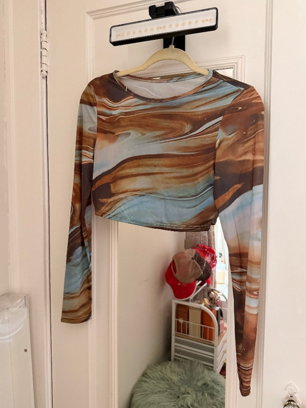 Multicolor Patterned Cropped Shirt